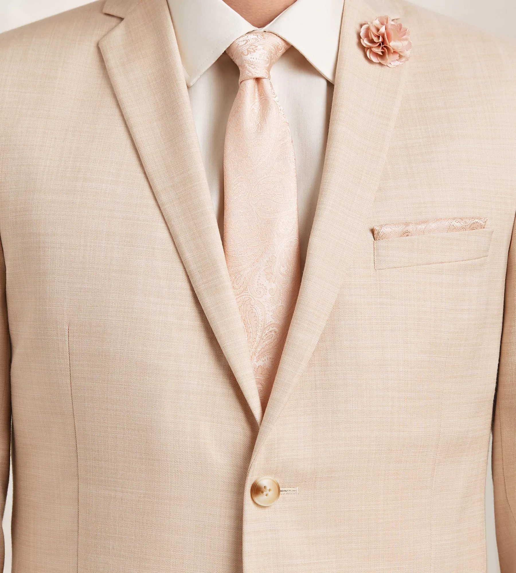 G Grafton Suit Separates*Modern Fit Pale Peach Solid Suit