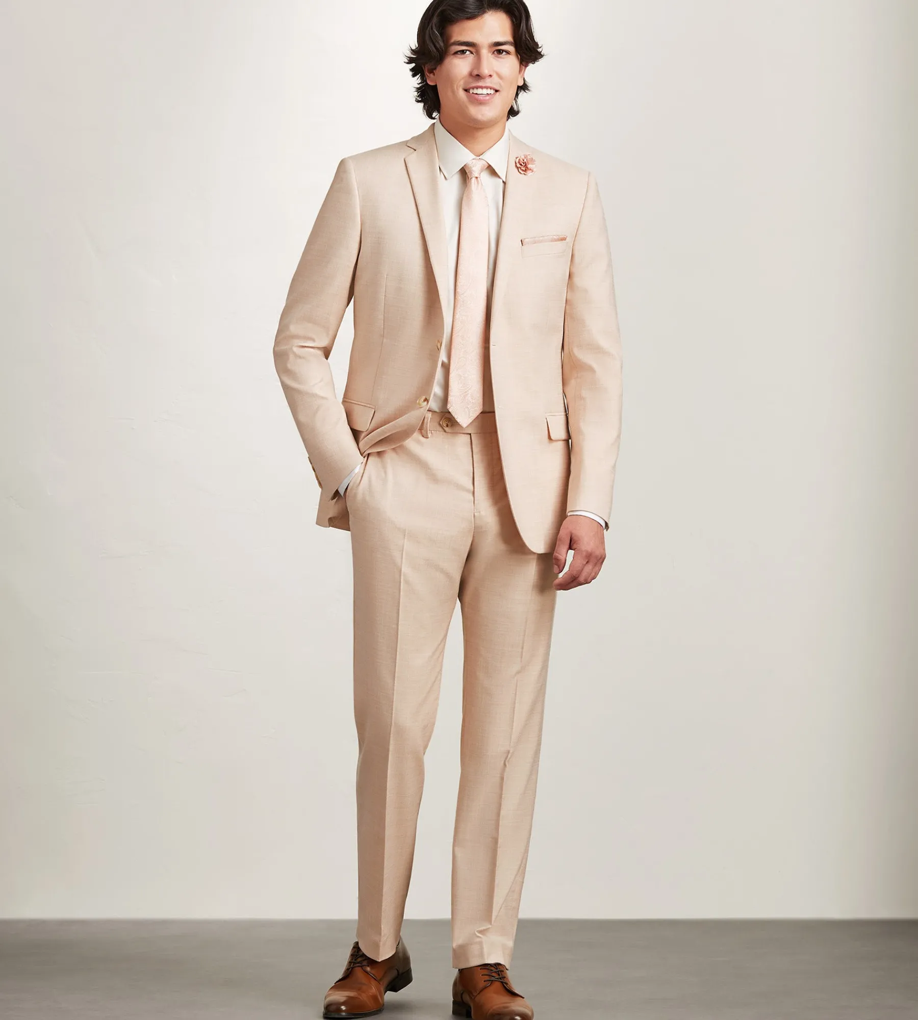 G Grafton Suit Separates*Modern Fit Pale Peach Solid Suit