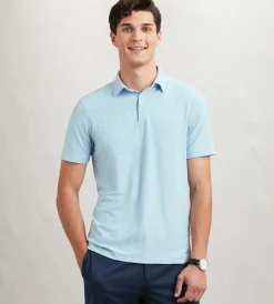 Hechter Paris Polos*Modern Fit Short Sleeve Button Down Jacquard Polo Ivory