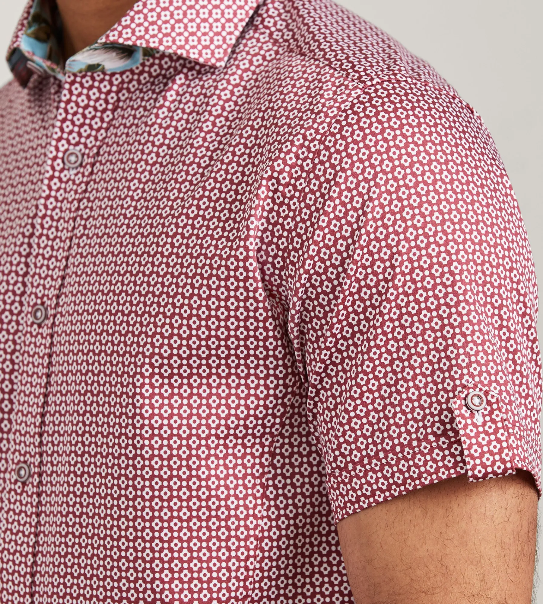 Jermyn & Bond Short Sleeve Shirts|Casual Shirts*Modern Fit Short Sleeve Geo Pattern Casual Shirt Raspberry