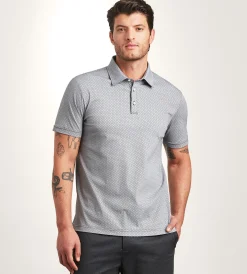 Hechter Paris Polos*Modern Fit Short Sleeve Geo Pattern Structured Collar Polo Black