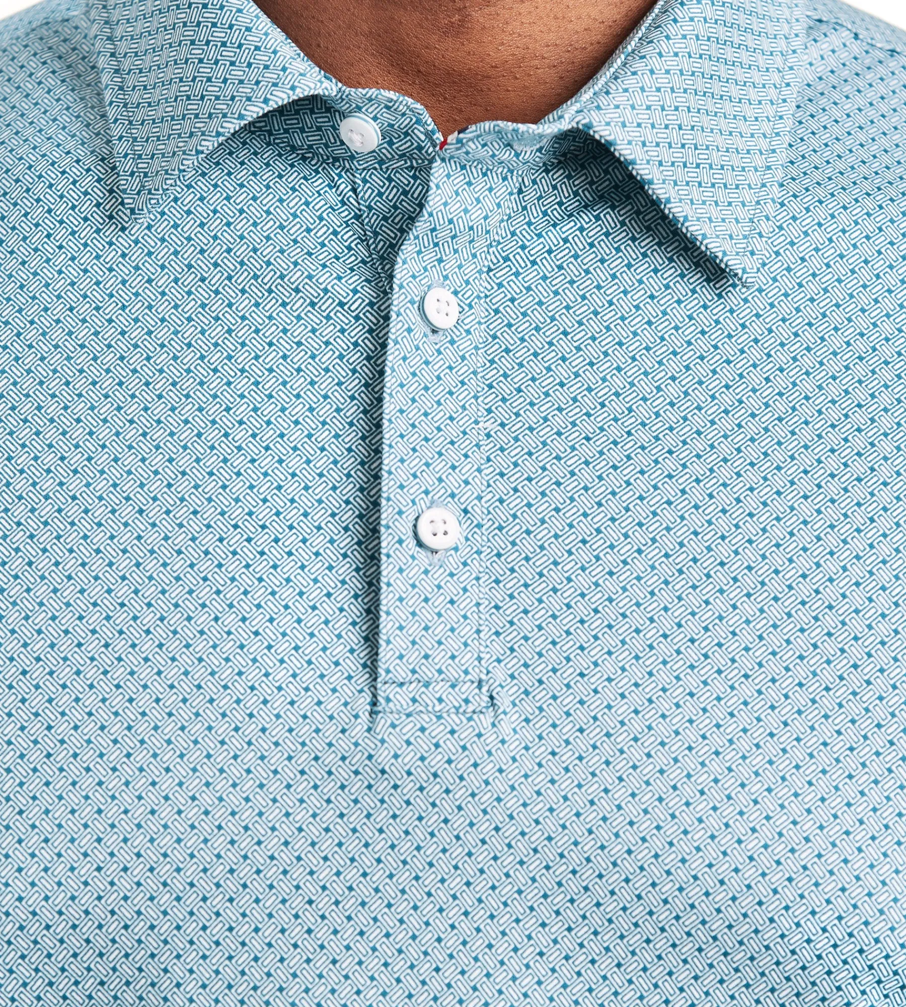 Hechter Paris Polos*Modern Fit Short Sleeve Geo Pattern Structured Collar Polo Dark teal