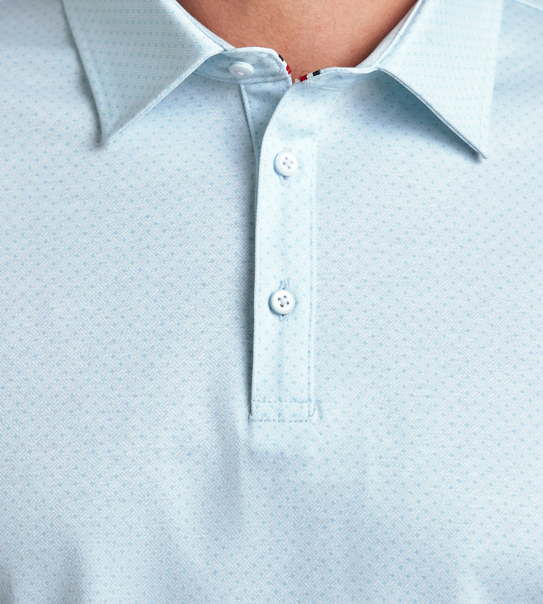 Hechter Paris Polos*Modern Fit Short Sleeve Geo Pattern Structured Collar Polo Light blue