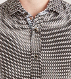 Jermyn & Bond Short Sleeve Shirts|Casual Shirts*Modern Fit Short Sleeve Geo Pattern Casual Shirt Black