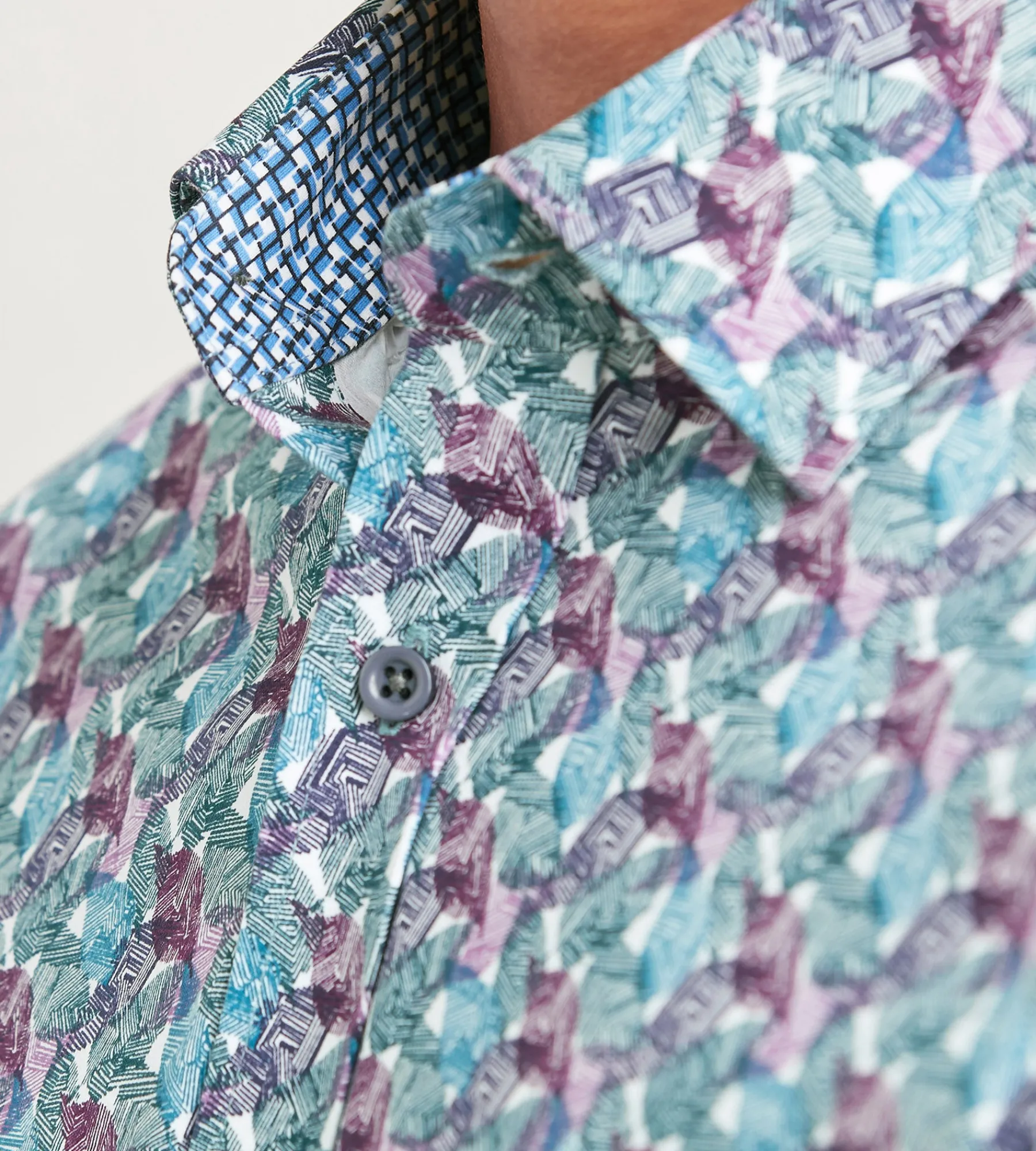 Hechter Paris Short Sleeve Shirts|Casual Shirts*Modern Fit Short Sleeve Leaf Pattern 360 Stretch Casual Shirt Multi
