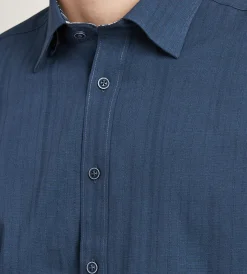 Hechter Paris Short Sleeve Shirts|Casual Shirts*Modern Fit Short Sleeve Linen Like Solid Casual Shirt Navy