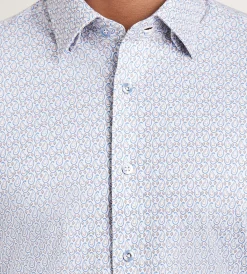 Hechter Paris Short Sleeve Shirts|Casual Shirts*Modern Fit Short Sleeve Textured Pattern 360 Stretch Casual Shirt White