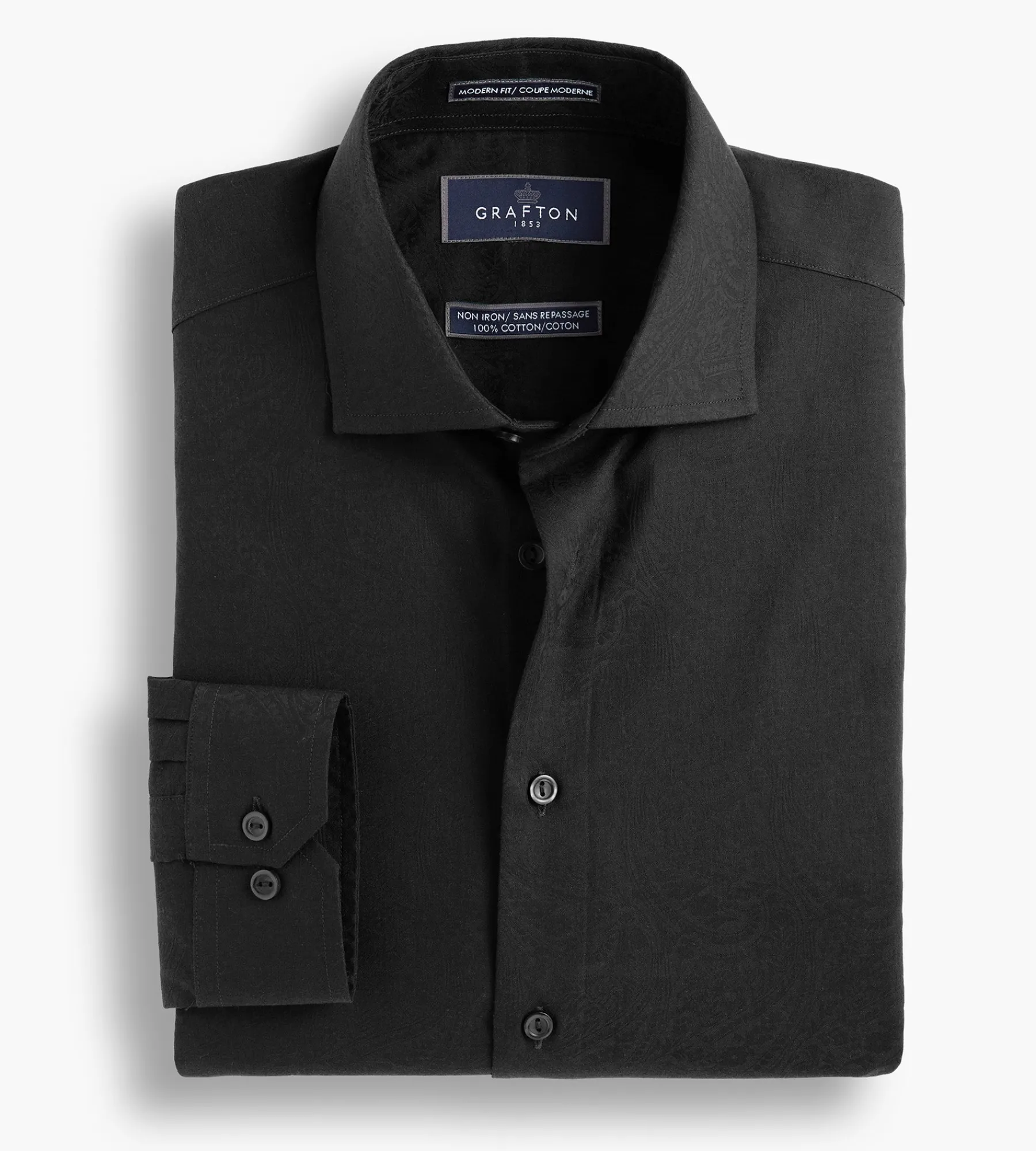 Grafton 1853 Dress Shirts*Modern Fit Ultra-Luxe Paisley Dress Shirt Black