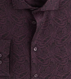Grafton 1853 Dress Shirts*Modern Fit Ultra-Luxe Paisley Dress Shirt Burgundy