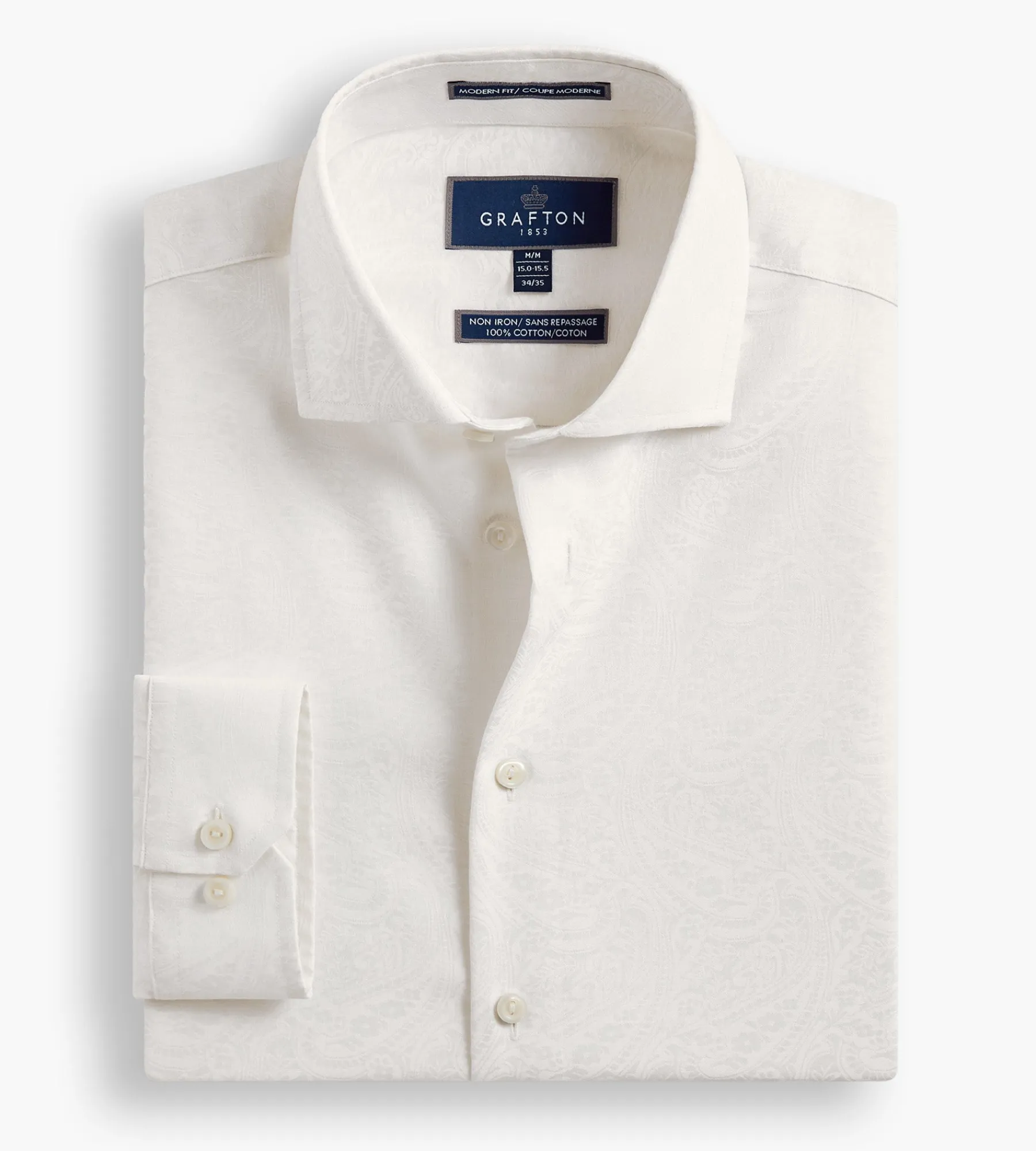 Grafton 1853 Dress Shirts*Modern Fit Ultra-Luxe Pasiley Dress Shirt Ivory