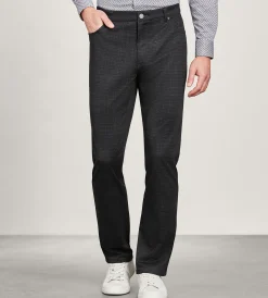Jermyn & Bond Casual Pants*Modern Fit 4-way Stretch 5-Pocket Shadow Check Casual Pant Black