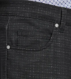 Jermyn & Bond Casual Pants*Modern Fit 4-way Stretch 5-Pocket Shadow Check Casual Pant Black