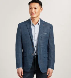 Jermyn & Bond Sport Jackets*Modern Fit Woven Multi Neat Sport Jacket Blue