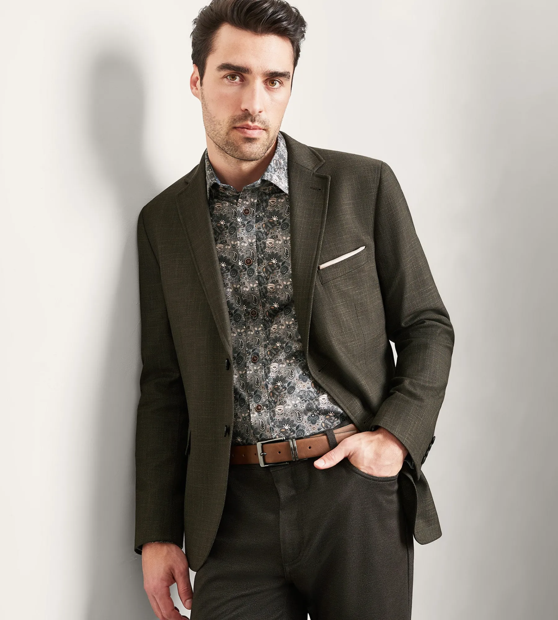 Hechter Paris Sport Jackets*Modern Fit Woven Texture Sport Jacket Brown