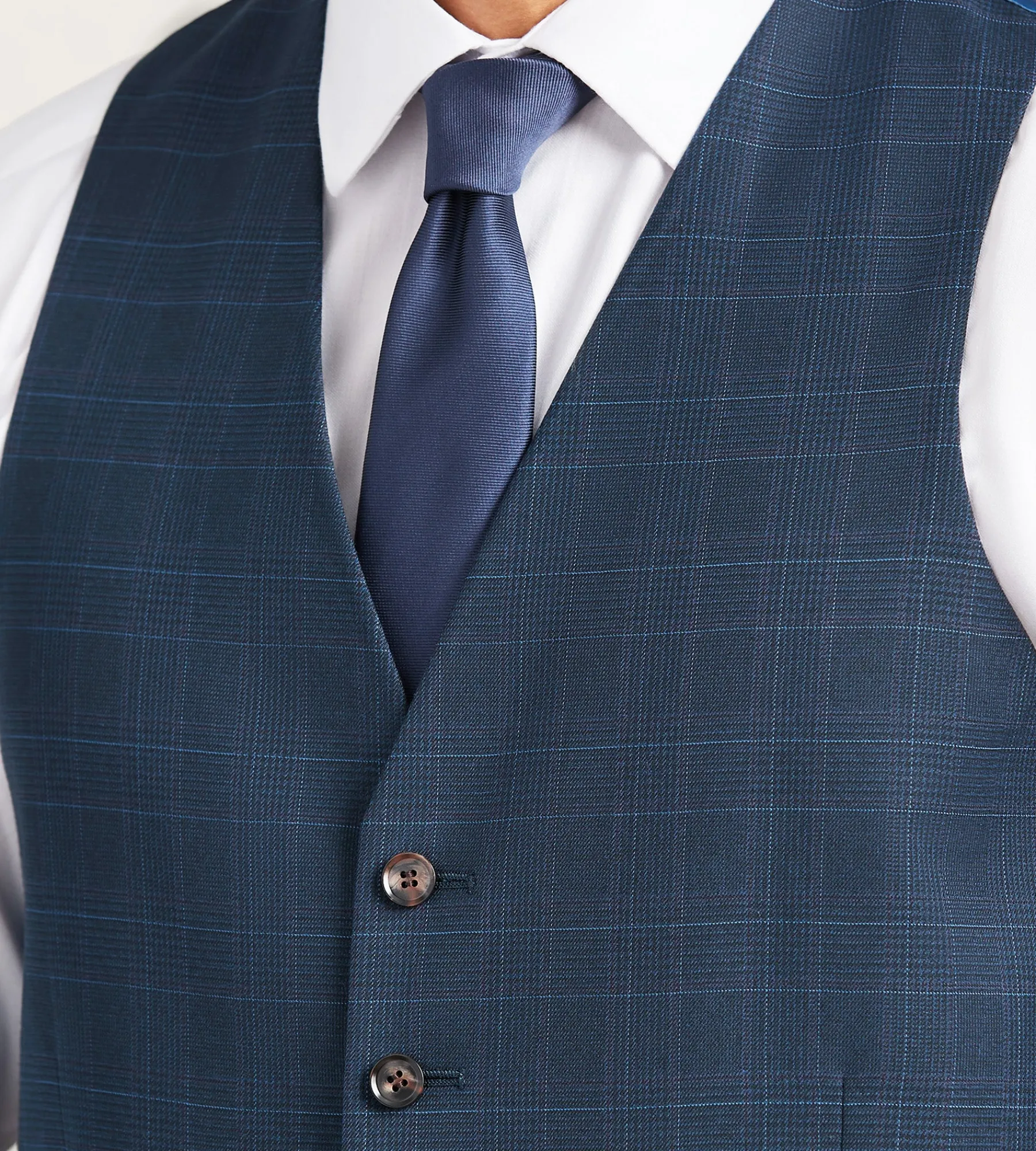 G Grafton Vests*Plaid Suit Vest Navy