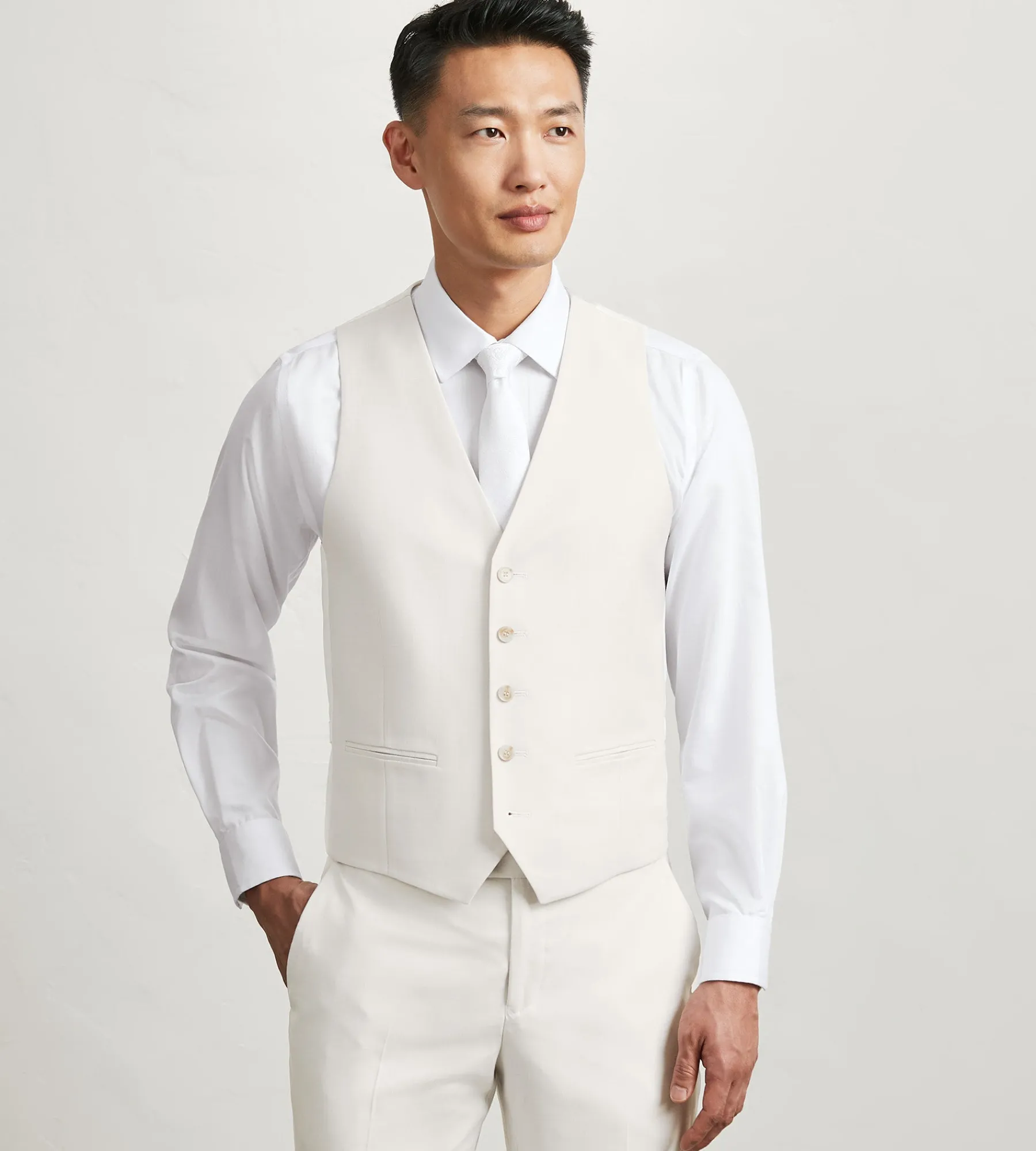 G Grafton Vests*Solid Suit Vest Off white
