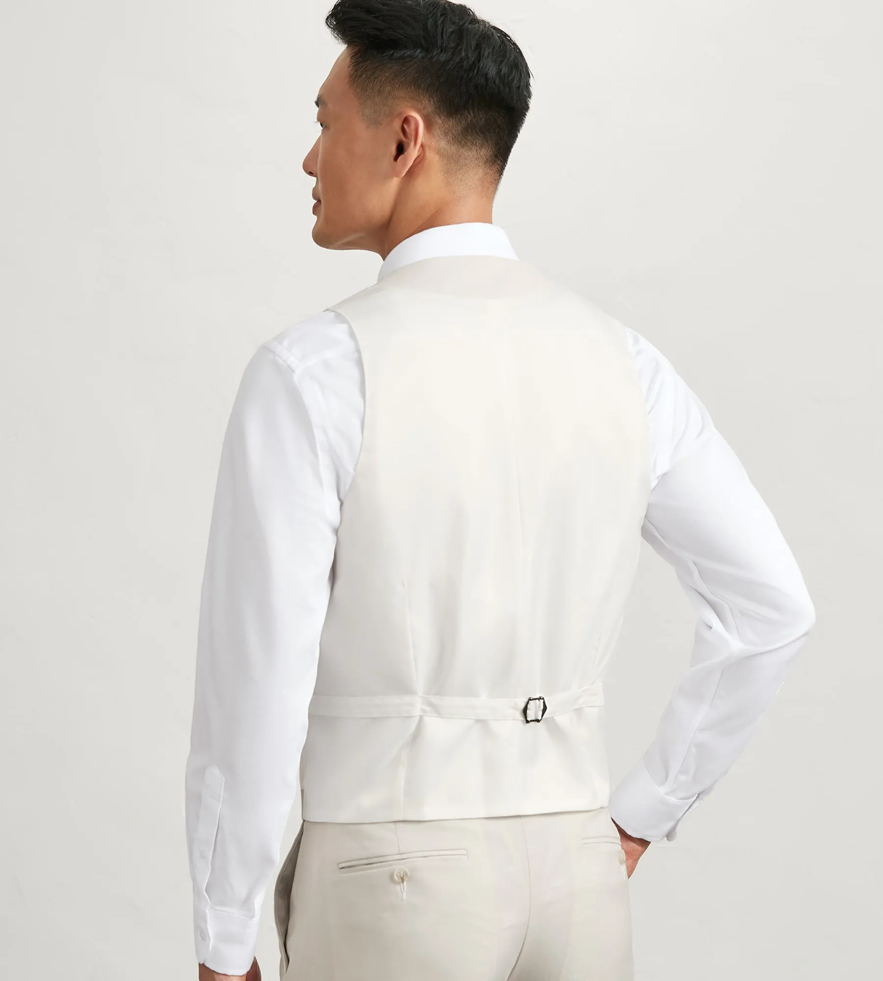 G Grafton Vests*Solid Suit Vest Off white