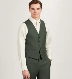 G Grafton Vests*Solid Suit Vest Olive