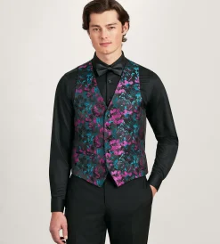 G Grafton Vests*Jacquard Tuxedo Vest Purple