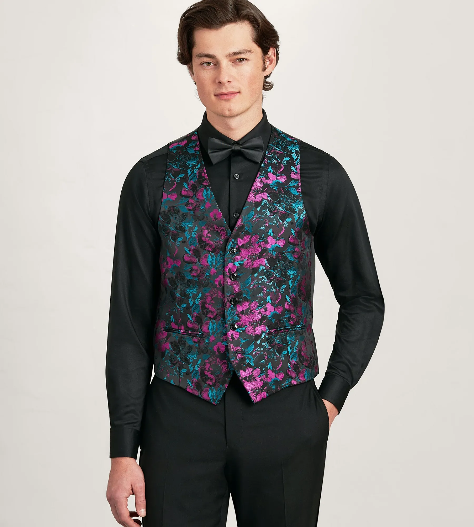 G Grafton Vests*Jacquard Tuxedo Vest Purple