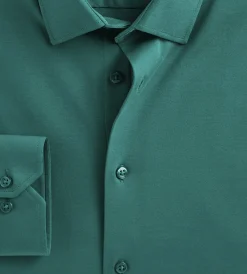 Hechter Paris Dress Shirts*Slim Fit 360° Stretch Knit Non-Iron Soft Touch Jersey Dress Shirt Teal