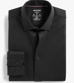 Hechter Paris Dress Shirts*Slim Fit 360° Stretch Knit Non-Iron Soft Touch Jersey Dress Shirt White
