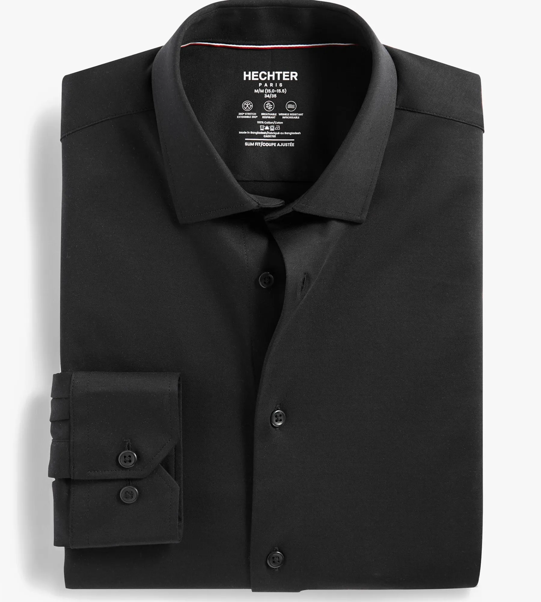Hechter Paris Dress Shirts*Slim Fit 360° Stretch Knit Non-Iron Soft Touch Jersey Dress Shirt White