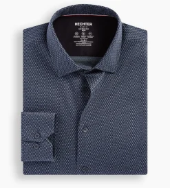 Hechter Paris Dress Shirts*Slim Fit 360° Stretch Soft Touch Jacquard Jersey Dress Shirt Black