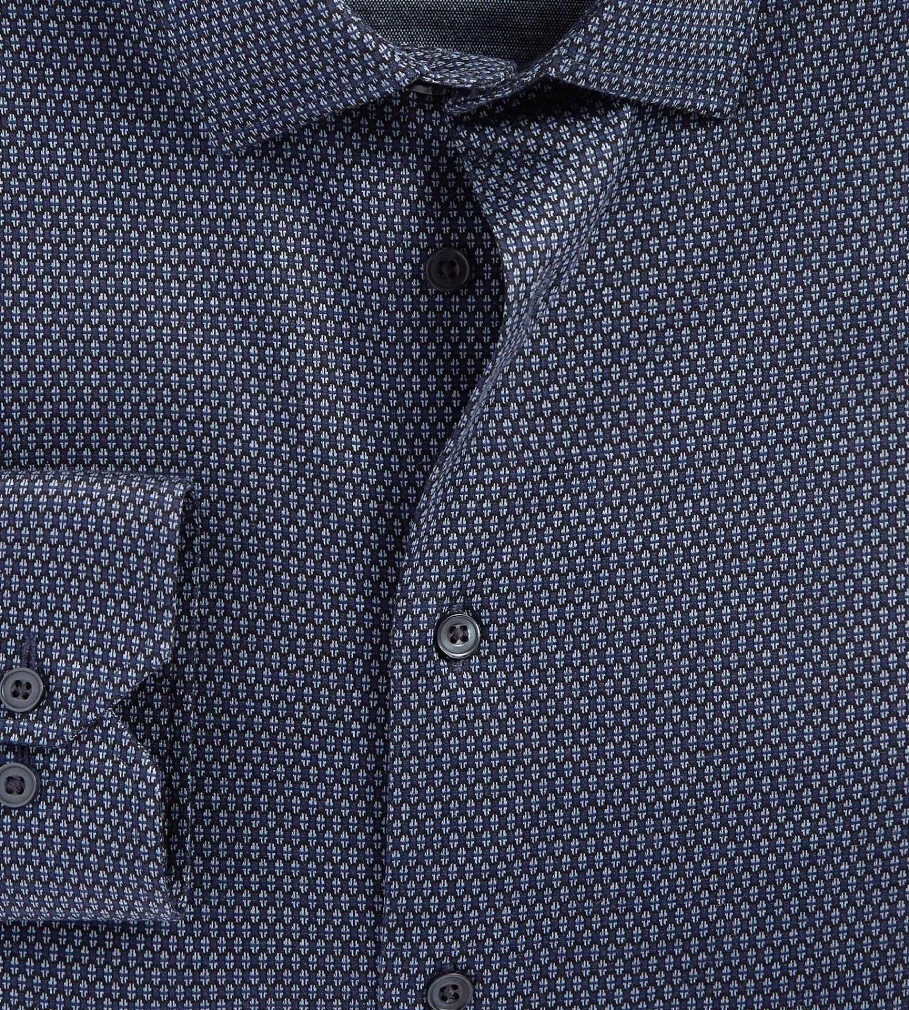 Hechter Paris Dress Shirts*Slim Fit 360° Stretch Soft Touch Jacquard Jersey Dress Shirt Black