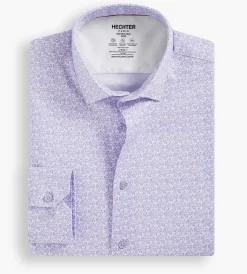Hechter Paris Dress Shirts*Slim Fit 360° Stretch Soft Touch Paisley Print Jersey Dress Shirt Lavender
