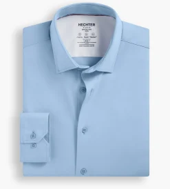 Hechter Paris Dress Shirts*Slim Fit 360° Stretch Soft Touch Jersey Dress Shirt Light blue
