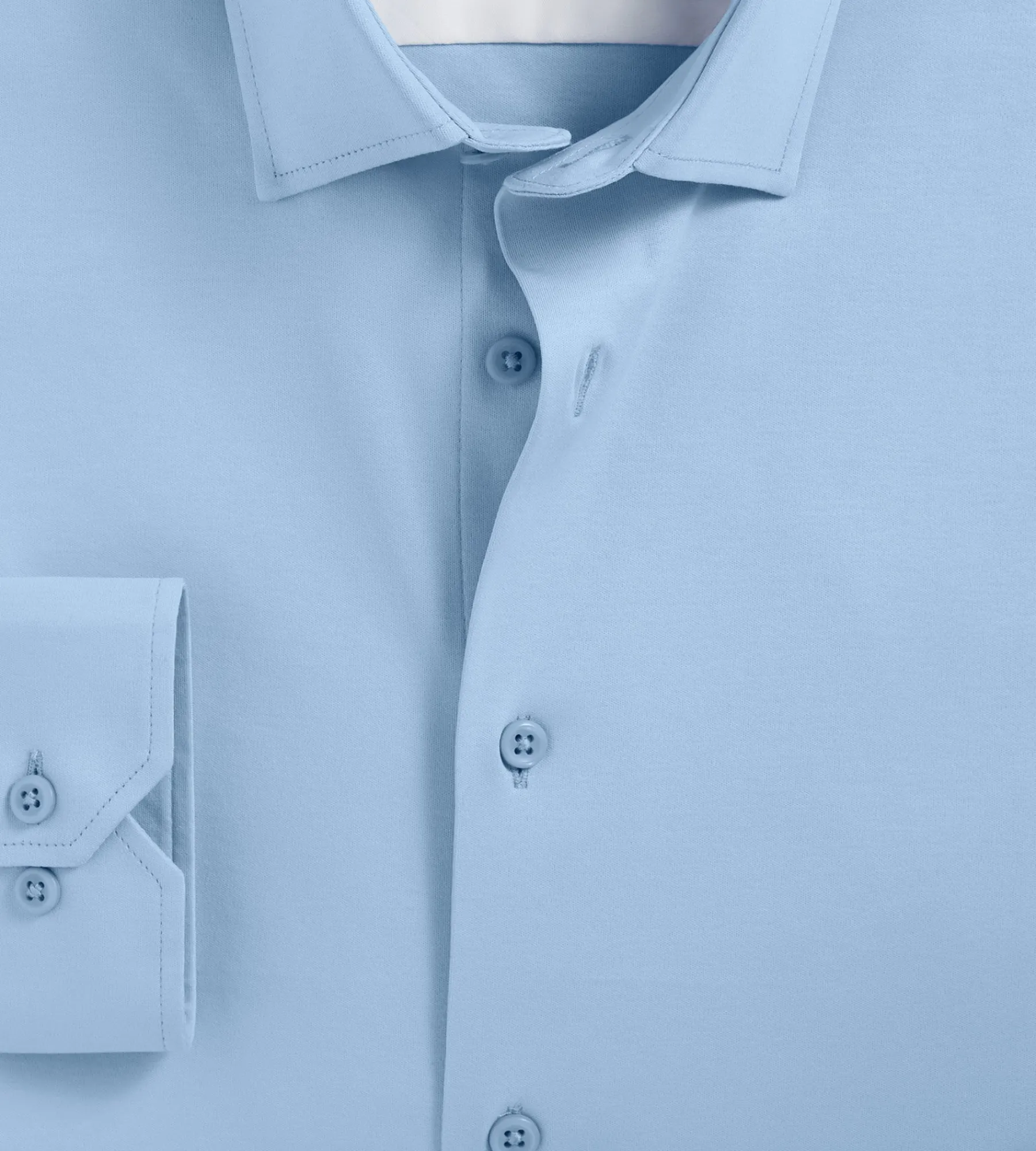 Hechter Paris Dress Shirts*Slim Fit 360° Stretch Soft Touch Jersey Dress Shirt Light blue