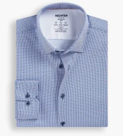 Hechter Paris Dress Shirts*Slim Fit 360° Stretch Soft Touch Geo Print Jersey Dress Shirt Pink