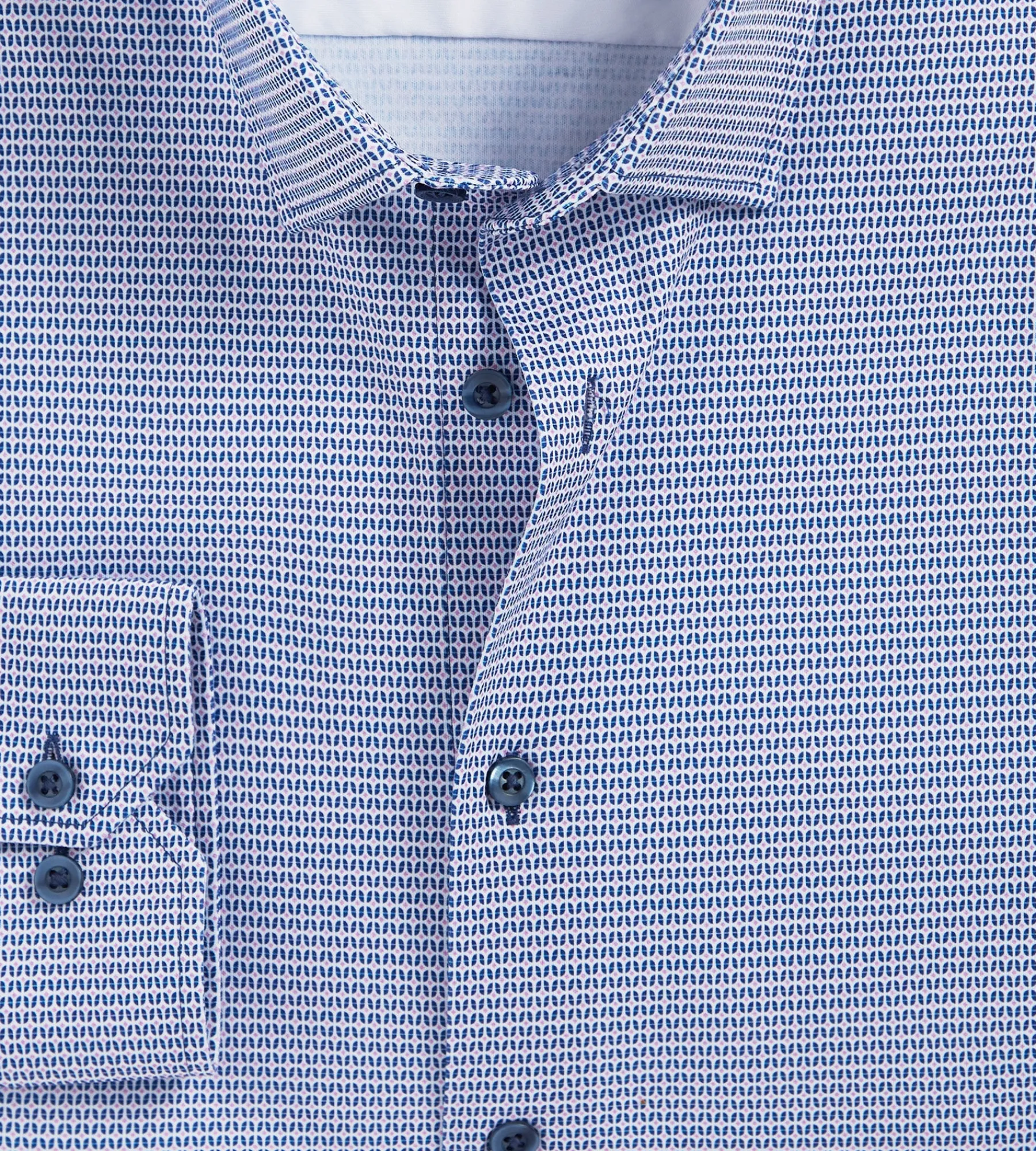 Hechter Paris Dress Shirts*Slim Fit 360° Stretch Soft Touch Geo Print Jersey Dress Shirt Pink