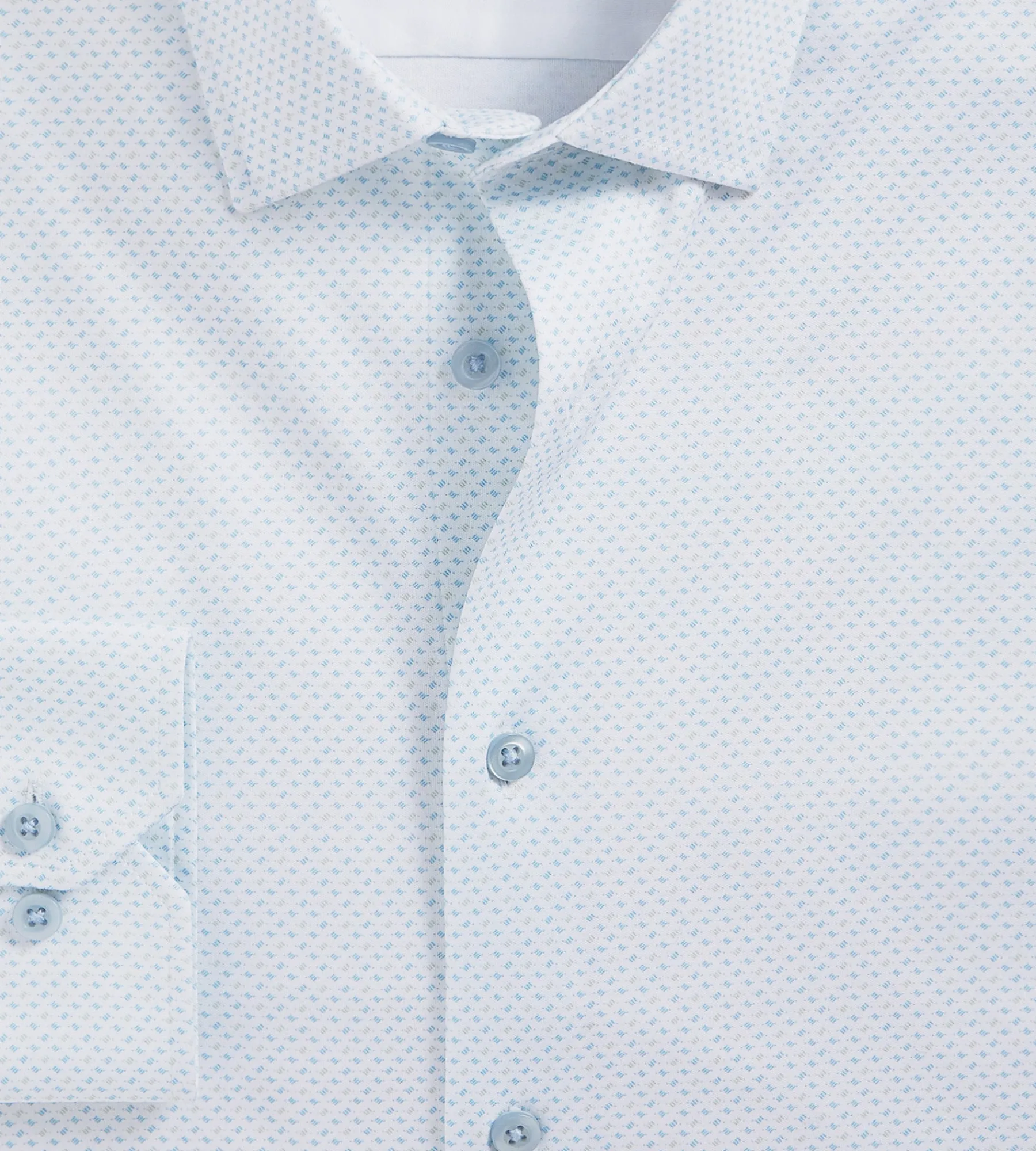 Hechter Paris Dress Shirts*Slim Fit 360° Stretch Soft Touch Geo Print Jersey Dress Shirt White