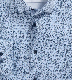 Hechter Paris Dress Shirts*Slim Fit 360° Stretch Soft Touch Leaf Print Jersey Dress Shirt Teal