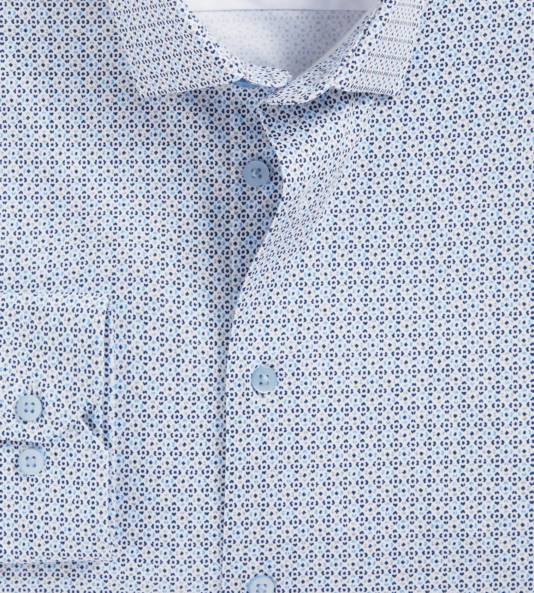Hechter Paris Dress Shirts*Slim Fit 360° Stretch Soft Touch Geo Print Jersey Dress Shirt Tan