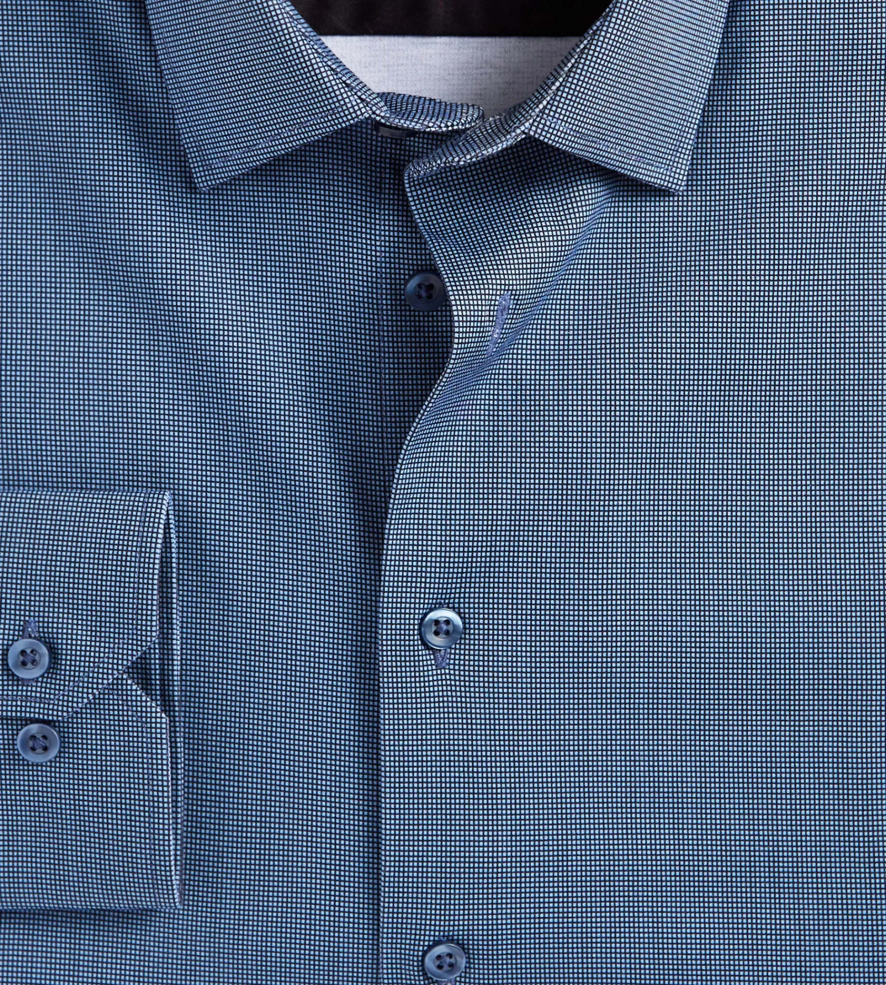 Hechter Paris Dress Shirts*Slim Fit 360° Stretch Soft Touch Jacquard Print Jersey Dress Shirt Navy
