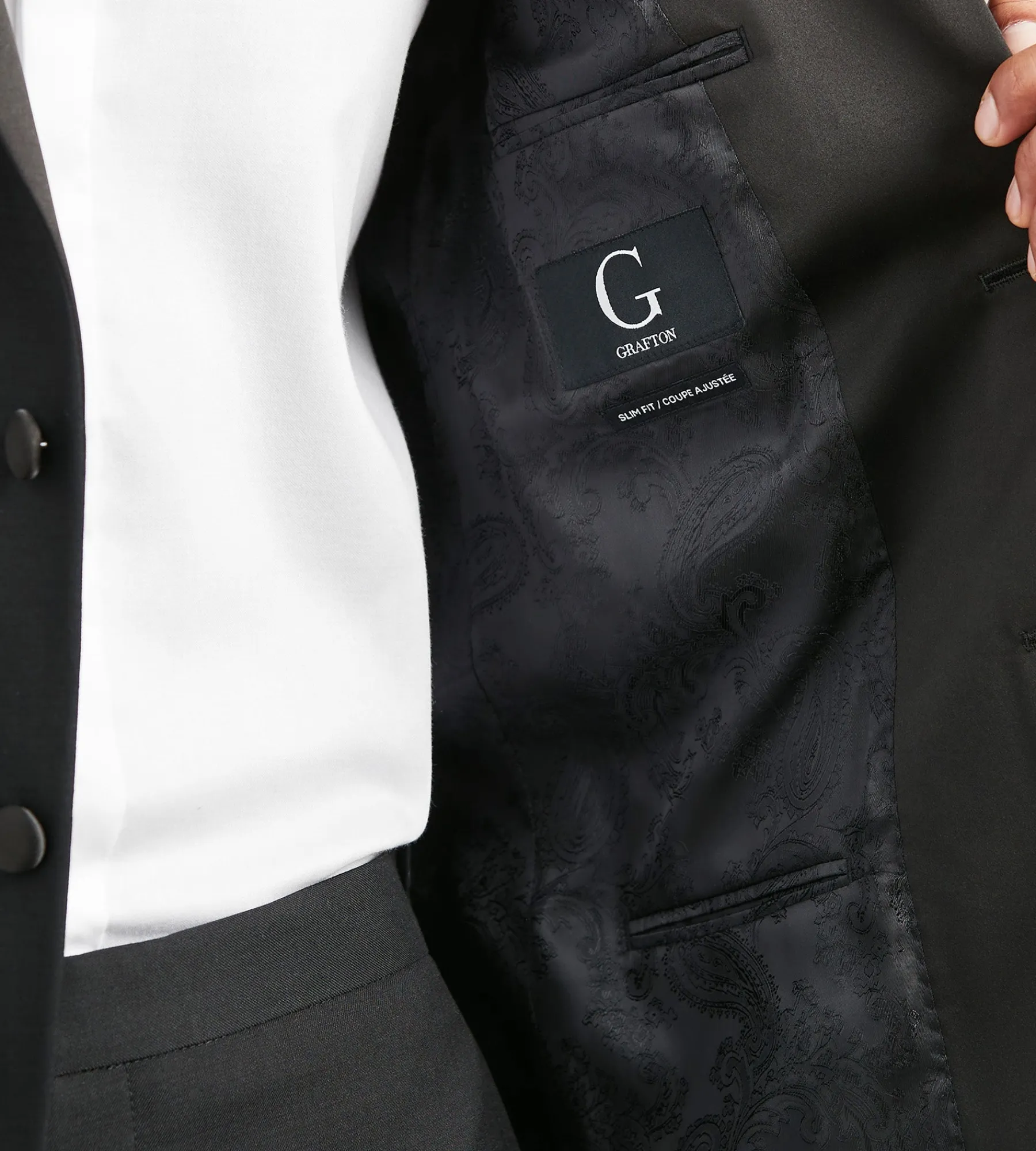 G Grafton Tuxedos|Suit Separates*Slim Fit Black Notch Lapel Solid Tuxedo
