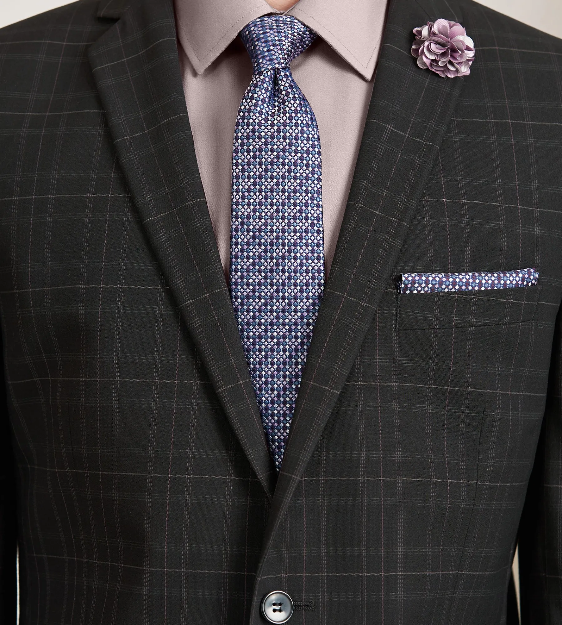 G Grafton Suit Separates*Slim Fit Black Plaid Suit