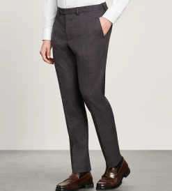 G Grafton Dress Pants|Dress Pants*Slim Fit Plaid Suit Pants Burgundy