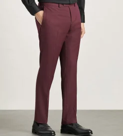 G Grafton Dress Pants|Dress Pants*Slim Fit Solid Suit Pants Burgundy