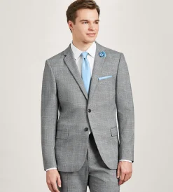 G Grafton Suit Separates*Slim Fit Grey Plaid Suit