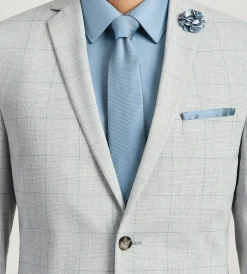 G Grafton Suit Separates*Slim Fit Light Grey Plaid Suit