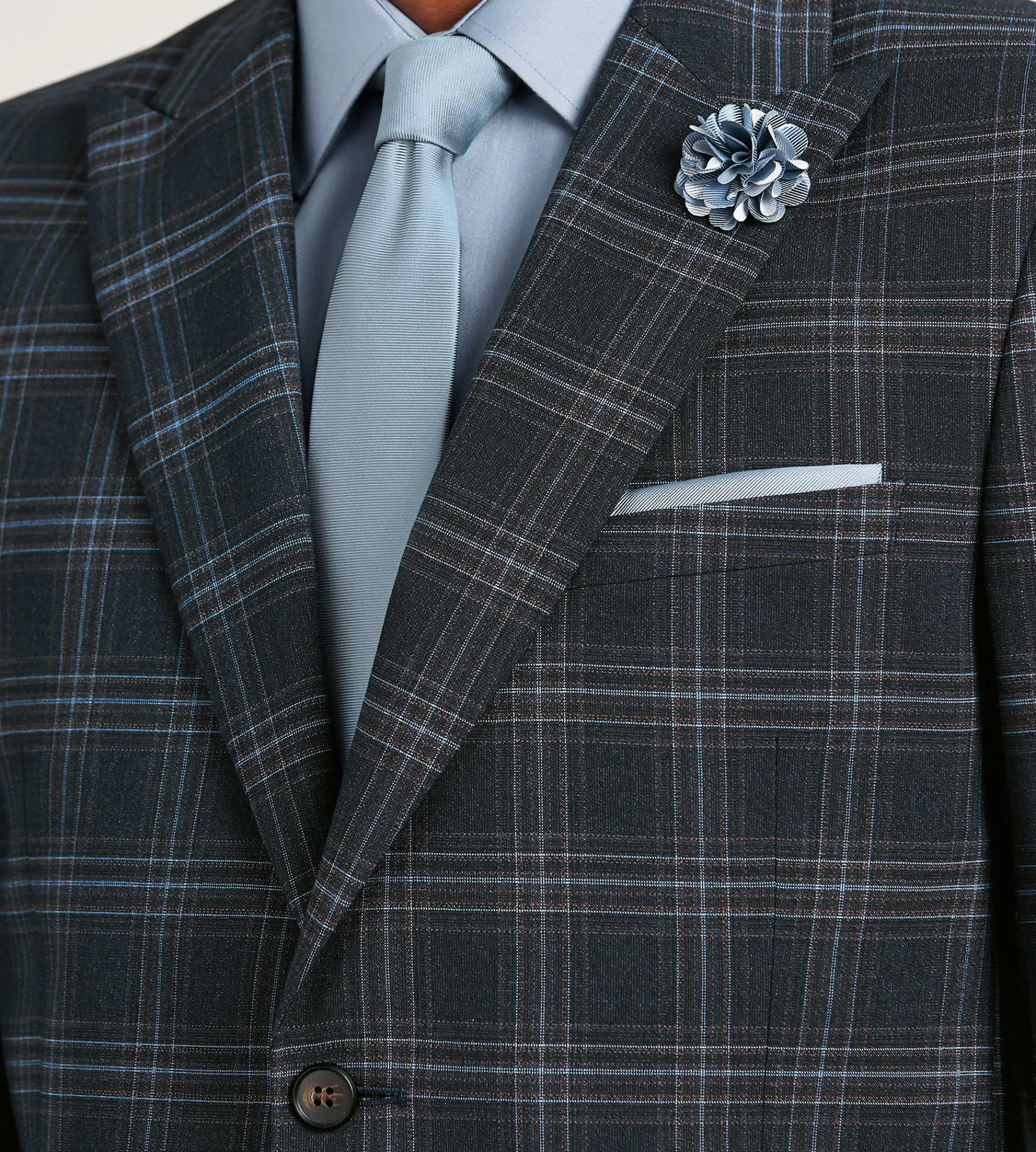 G Grafton Suit Separates*Slim Fit Navy Plaid Suit