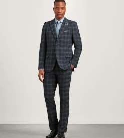 G Grafton Suit Separates*Slim Fit Navy Plaid Suit