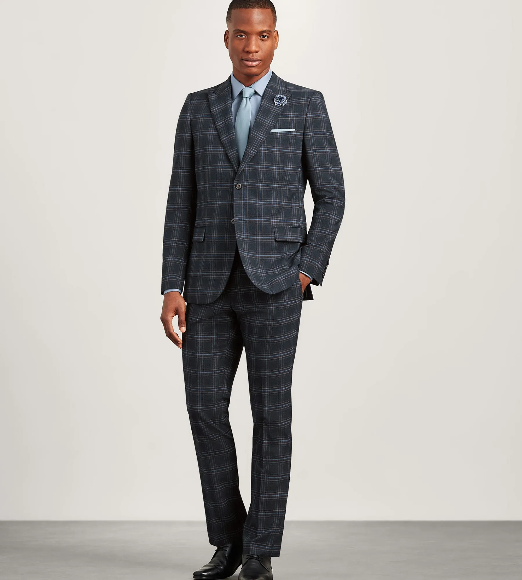 G Grafton Suit Separates*Slim Fit Navy Plaid Suit