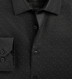 Bellissimo Dress Shirts*Slim Fit Non- Iron Stretch Sateen Dress Shirt Black