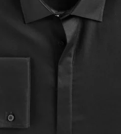 Bellissimo Dress Shirts*Slim Fit Non- Iron Stretch Sateen Tux Shirt Black