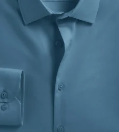 Bellissimo Dress Shirts*Slim Fit Non- Iron Stretch Sateen Dress Shirt Denim